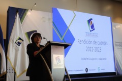 03 - Lic. Lesvia de Estévez, jefa UDICA, durante rendición de cuentas.